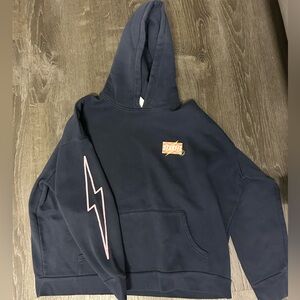 Navy Hoodie with Lightning Bolt Accent